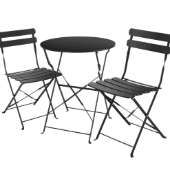Tectake Bistrotafel Set Frieda, Inklapbaar Voor 2 Personen - 2 Personen - Inklapbaar - Zwart