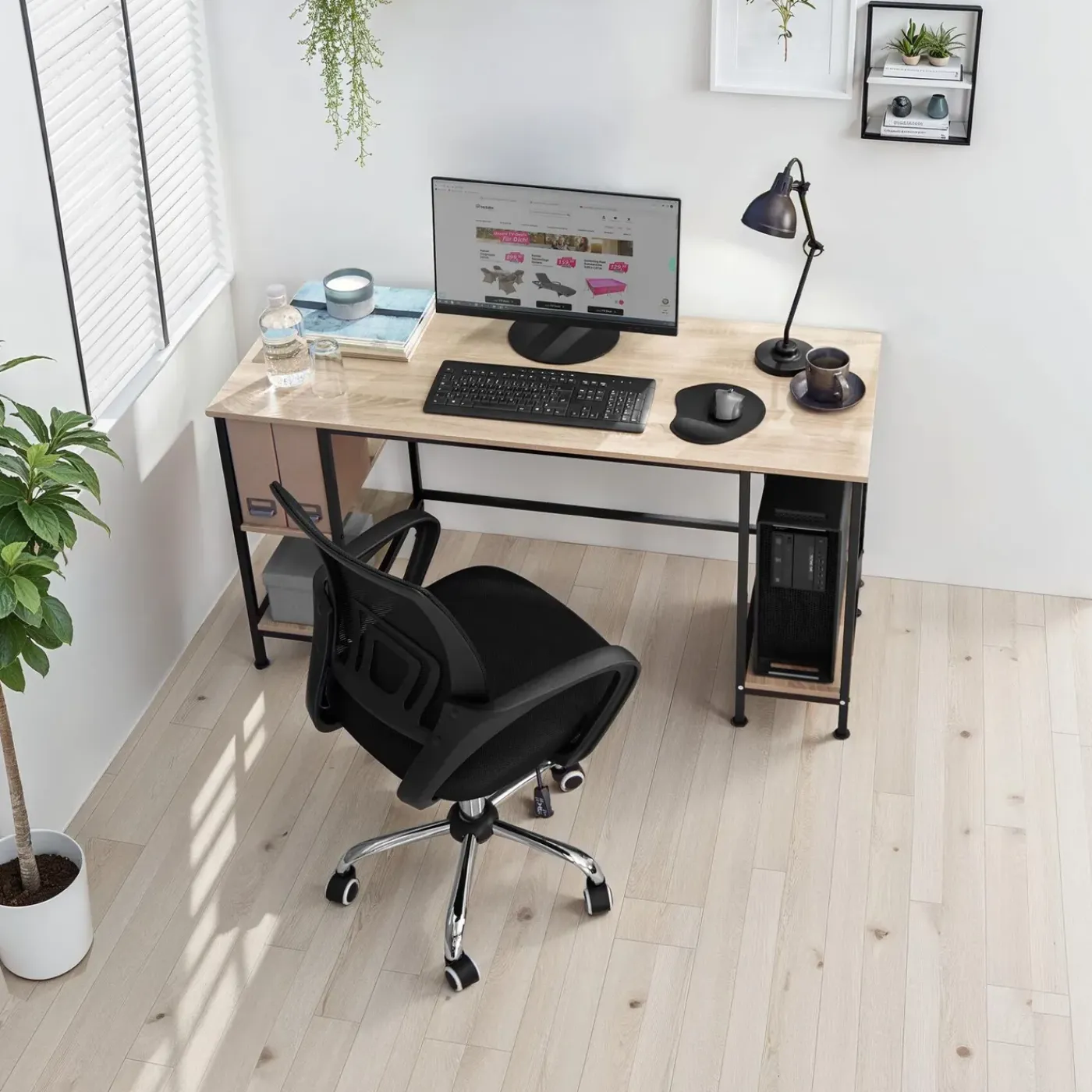 Tectake Bureau Stoke 137x55x75cm - Industrieel Licht Hout - Eiken Sonoma
