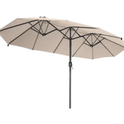 Tectake Dubbele Parasol Silia 460x270 Cm Met 3 Windvakken - Beige