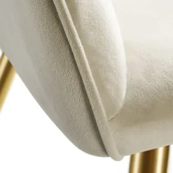 Tectake Eetkamerstoel - Creme Goud - Bekleed Fluweellook - Ergonomisch Vormgeving - Kunststofkappen