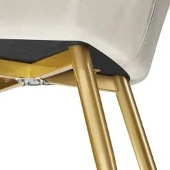 Tectake Eetkamerstoel - Creme Goud - Bekleed Fluweellook - Ergonomisch Vormgeving - Kunststofkappen