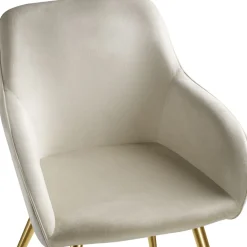 Tectake Eetkamerstoel - Creme Goud - Bekleed Fluweellook - Ergonomisch Vormgeving - Kunststofkappen