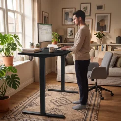 Tectake Elektrisch In Hoogte Verstelbaar Bureau - 2 Niveaus - 120 X 60 Cm - Geheugenfunctie