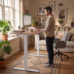 Tectake Elektrisch In Hoogte Verstelbaar Bureau - Hout Onderstel - Eiken - 120x60 Cm