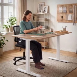 Tectake Elektrisch In Hoogte Verstelbaar Bureau - Hout Onderstel - Eiken - 120x60 Cm