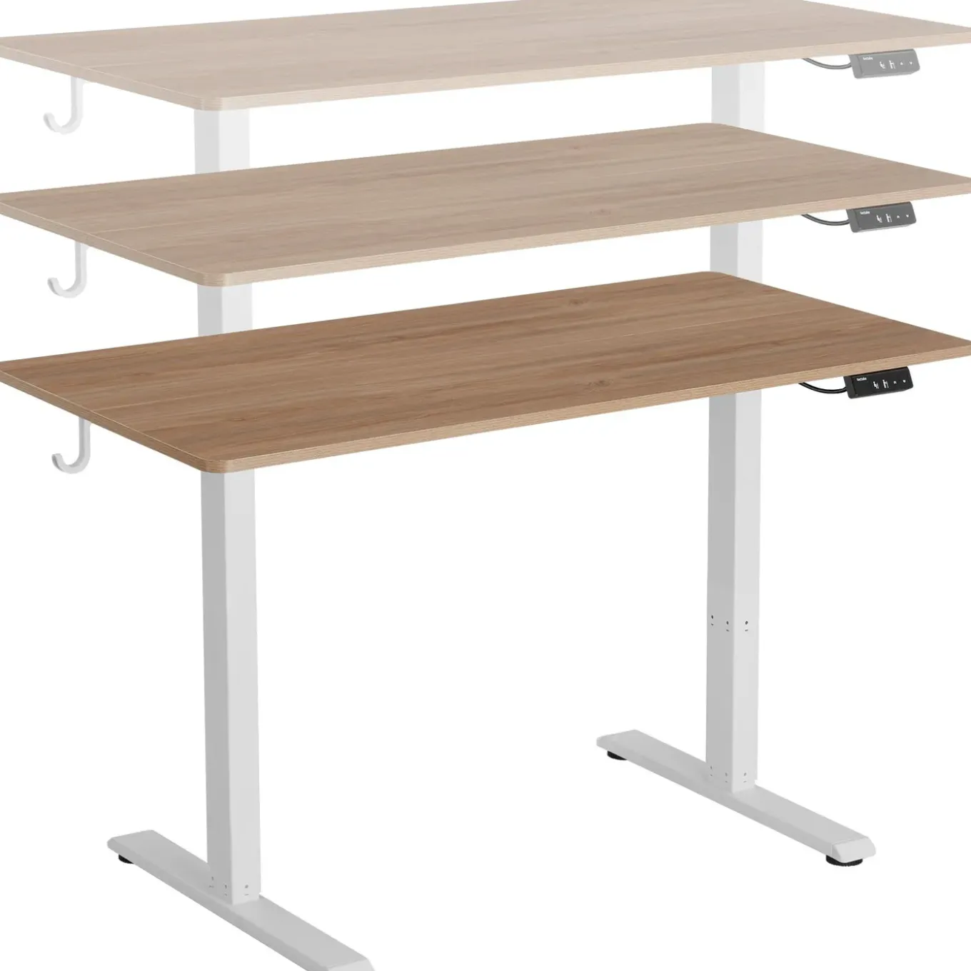 Tectake Elektrisch In Hoogte Verstelbaar Bureau - Hout Onderstel - Eiken - 120x60 Cm