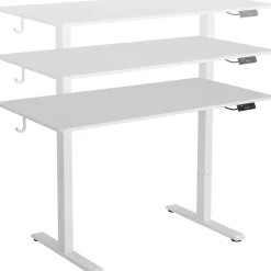 Tectake Elektrisch Verstelbaar Bureau - Onderstel 2 Niveaus - Wit - 120 X 60 Cm - Met Geheugen