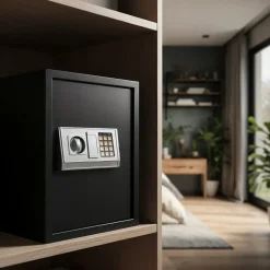 Tectake Elektronische Kluis Met Sleutel En Legplank - Zwart