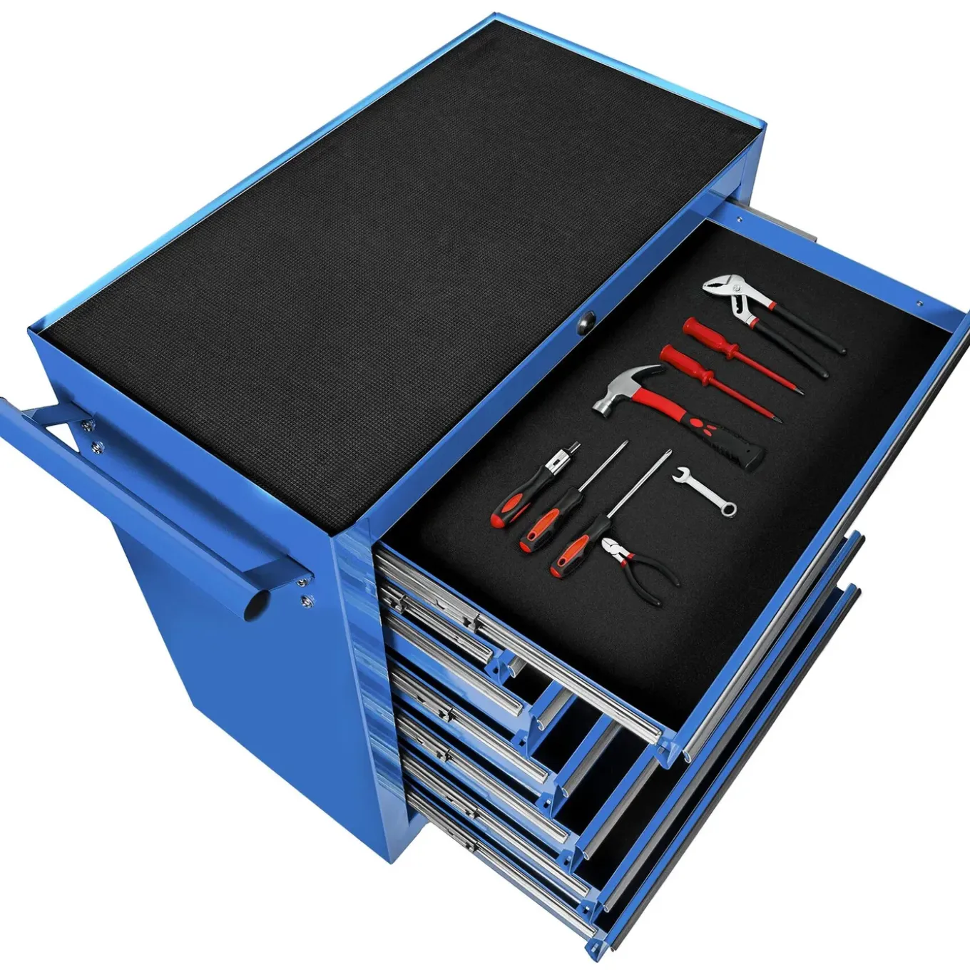 Tectake Gereedschapswagen Met 7 Lades - Blauw