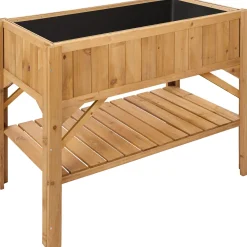 Tectake Hoge Plantenbak Met Plank En Kweekopzet 119x57x124cm - Bruin