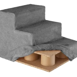 Tectake Huisdiertrap Paw Path Met Pluche Bekleding 37 X 45 X 34,5 Cm - Grijs