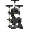 Tectake Krabpaal Barney 170cm - Met 2 Kattenhuisjes - Zwart