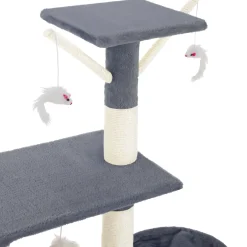 Tectake Krabpaal Dominik 144cm - Met Kattenhuisje - Grijs