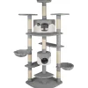 Tectake Krabpaal Fippi 201cm - Met 2 Kattenhuisjes - Grijs/wit