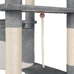 Tectake Krabpaal Fippi 201cm - Met 2 Kattenhuisjes - Grijs/wit