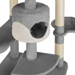 Tectake Krabpaal Fippi 201cm - Met 2 Kattenhuisjes - Grijs/wit
