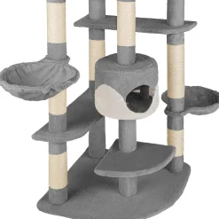 Tectake Krabpaal Fippi 201cm - Met 2 Kattenhuisjes - Grijs/wit