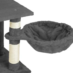 Tectake Krabpaal Marcel 141cm - Met Kattenhuisje - Grijs