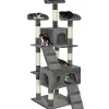 Tectake Krabpaal Mogli 170cm - Met 2 Kattenhuizen - Grijs