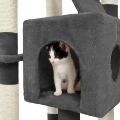 Tectake Krabpaal Mogli 170cm - Met 2 Kattenhuizen - Grijs