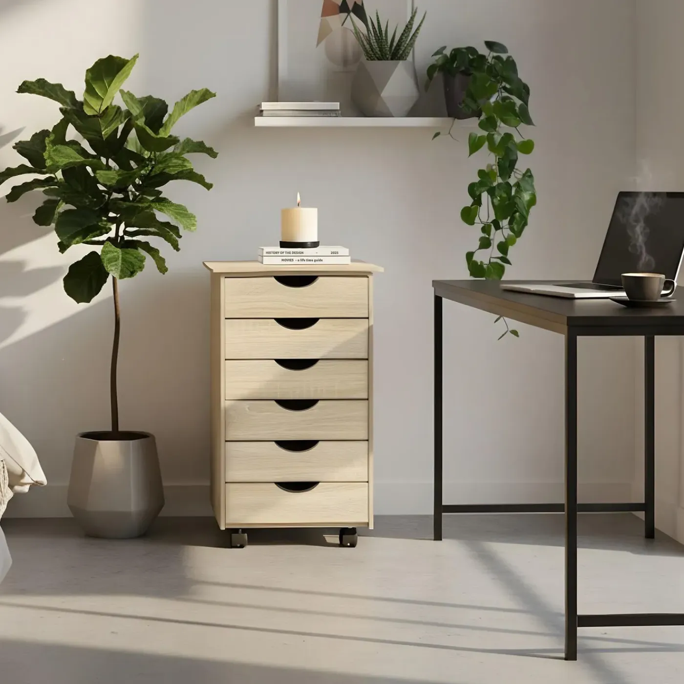 Tectake Ladekast Van Hout 65x36x40cm - Licht Hout - Eiken Sonoma