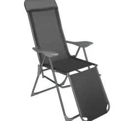 Tectake 2 Opvouwbare Aluminium Tuinstoelen Met Rug- En Voetsteun - Set Van 2 - Antraciet