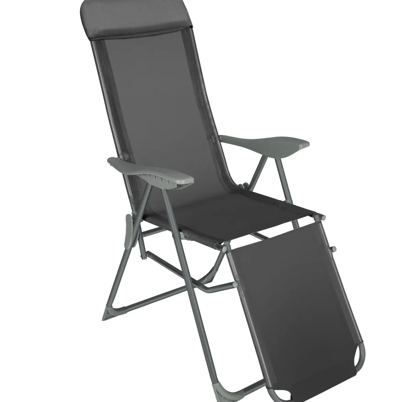 Tectake 2 Opvouwbare Aluminium Tuinstoelen Met Rug- En Voetsteun - Set Van 2 - Antraciet