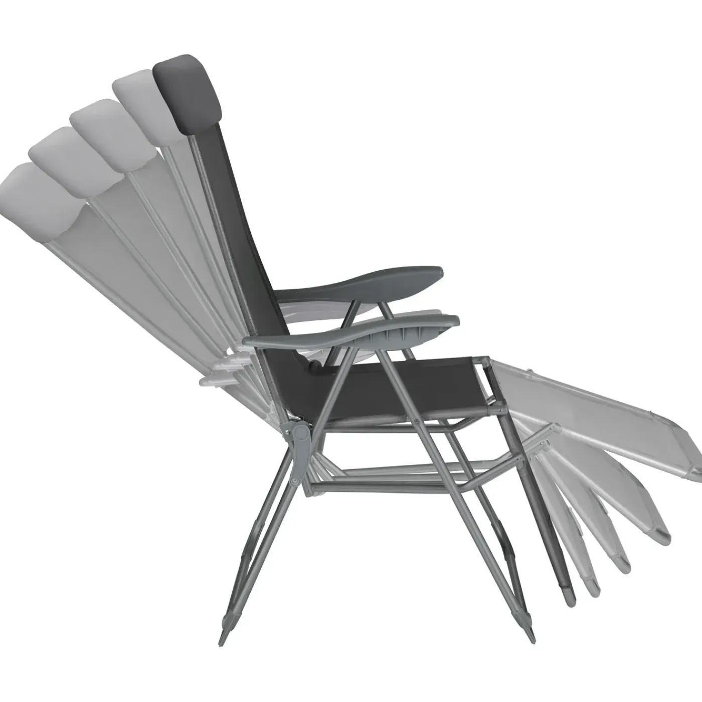 Tectake 2 Opvouwbare Aluminium Tuinstoelen Met Rug- En Voetsteun - Set Van 2 - Antraciet