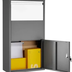Tectake Pakketbox Fortress Met Veiligheidsklep 44 X 22 X 82 Cm - Antraciet