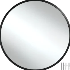 Tectake Ronde Wandspiegel Fiona Met Aluminiumframe, 70 X 2,5 Cm, Zwart