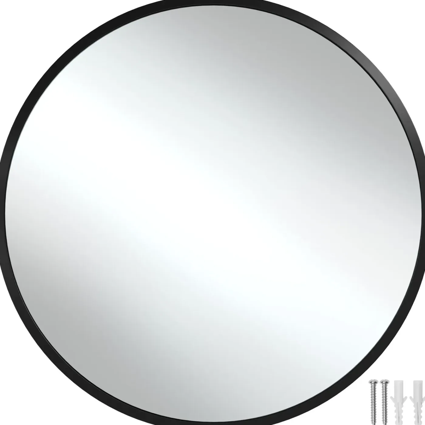 Tectake Ronde Wandspiegel Fiona Met Aluminiumframe, 70 X 2,5 Cm, Zwart