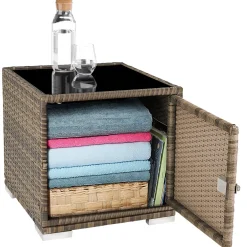 Tectake 2 Rotan Ligstoelen Met Aluminium Frame En Tafel - Inclusief Beschermhoes - Natuur