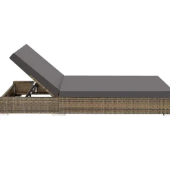 Tectake 2 Rotan Ligstoelen Met Aluminium Frame En Tafel - Inclusief Beschermhoes - Natuur