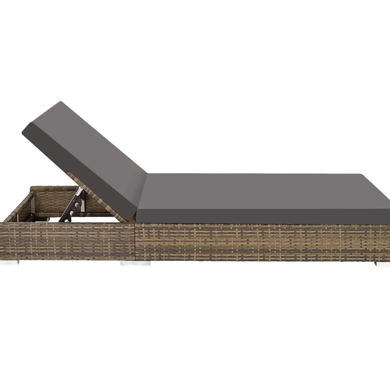 Tectake 2 Rotan Ligstoelen Met Aluminium Frame En Tafel - Inclusief Beschermhoes - Natuur