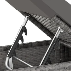 Tectake 2 Rotan Ligstoelen Met Aluminium Frame En Tafel - Inclusief Beschermhoes - Lichtgrijs