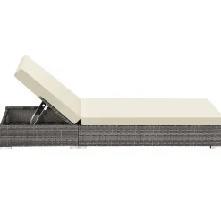 Tectake 2 Rotan Ligstoelen Met Aluminium Frame En Tafel - Inclusief Beschermhoes - Lichtgrijs
