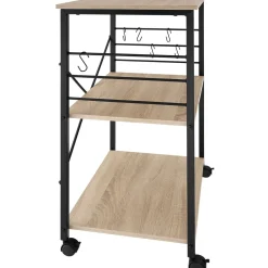 Tectake Serveerwagen Rugby 65,5x45,5x88,5cm - Industrieel Licht Hout - Eiken Sonoma