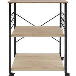 Tectake Serveerwagen Rugby 65,5x45,5x88,5cm - Industrieel Licht Hout - Eiken Sonoma