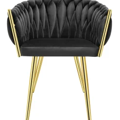 Tectake Set Eetkamerstoelen Astano Fluweel - Knoopdesign - Set Van 4