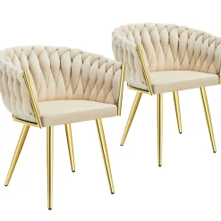 Tectake Set Eetkamerstoelen Astano Fluweel - Knoopdesign - Set Van 2