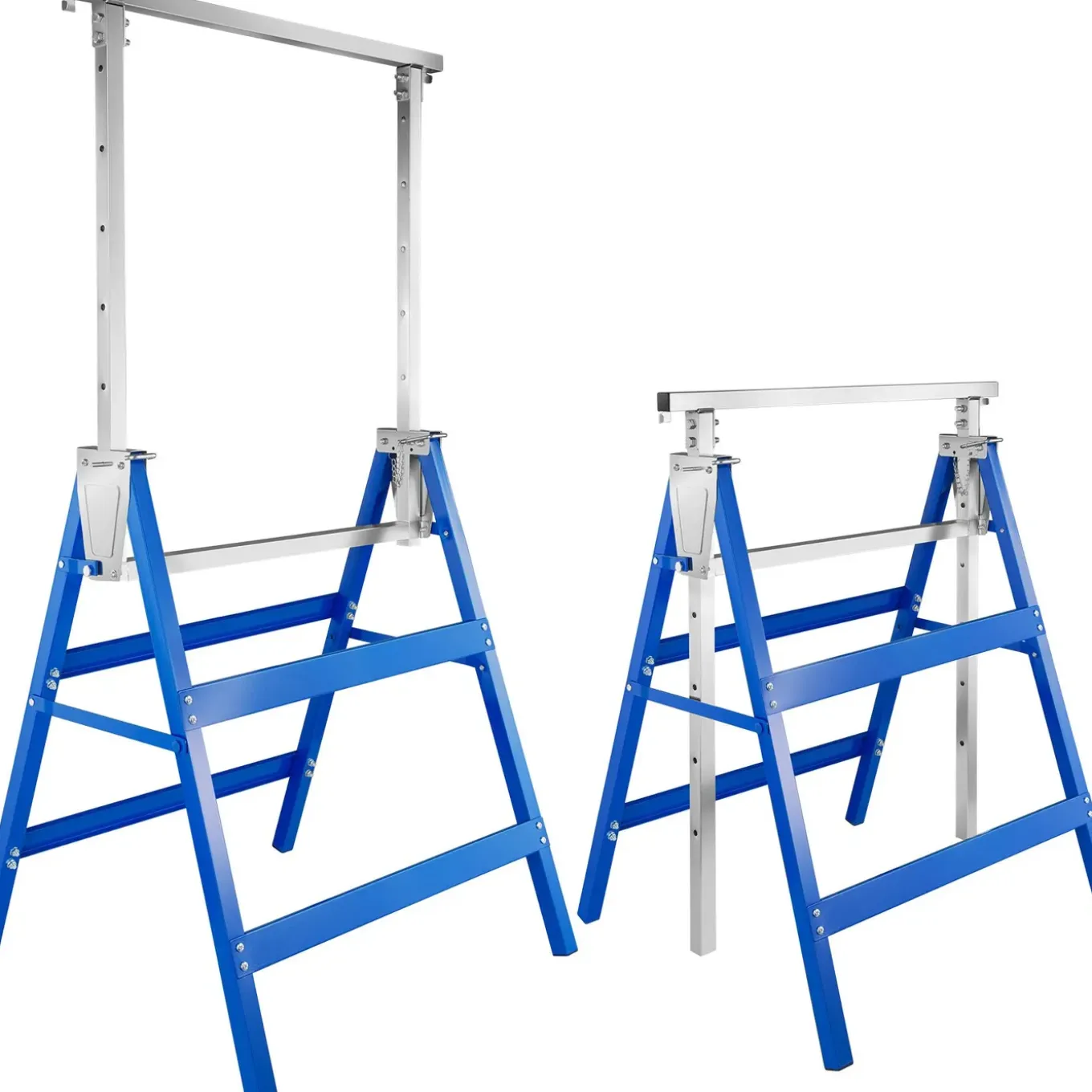 Tectake Set Van 2 Schragen In Hoogte Verstelbaar - Inklapbaar - Blauw