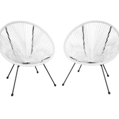 Tectake Set Van 2 Stoelen Santana Met Tafel - 2 Personen - Weerbestendig - Wit