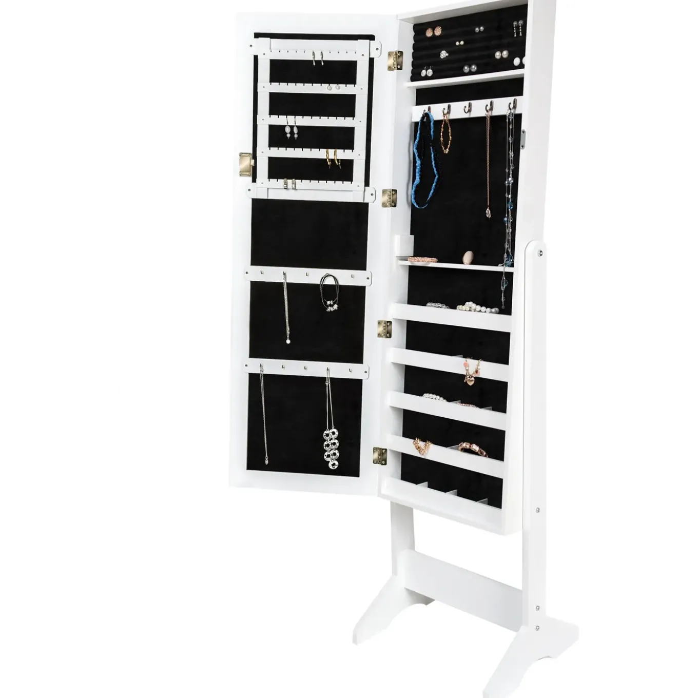 Tectake Sieradenkast Met Spiegel, Rechtopstaand, , Wit