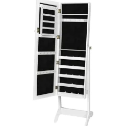 Tectake Sieradenkast Met Spiegel, Rechtopstaand, , Wit