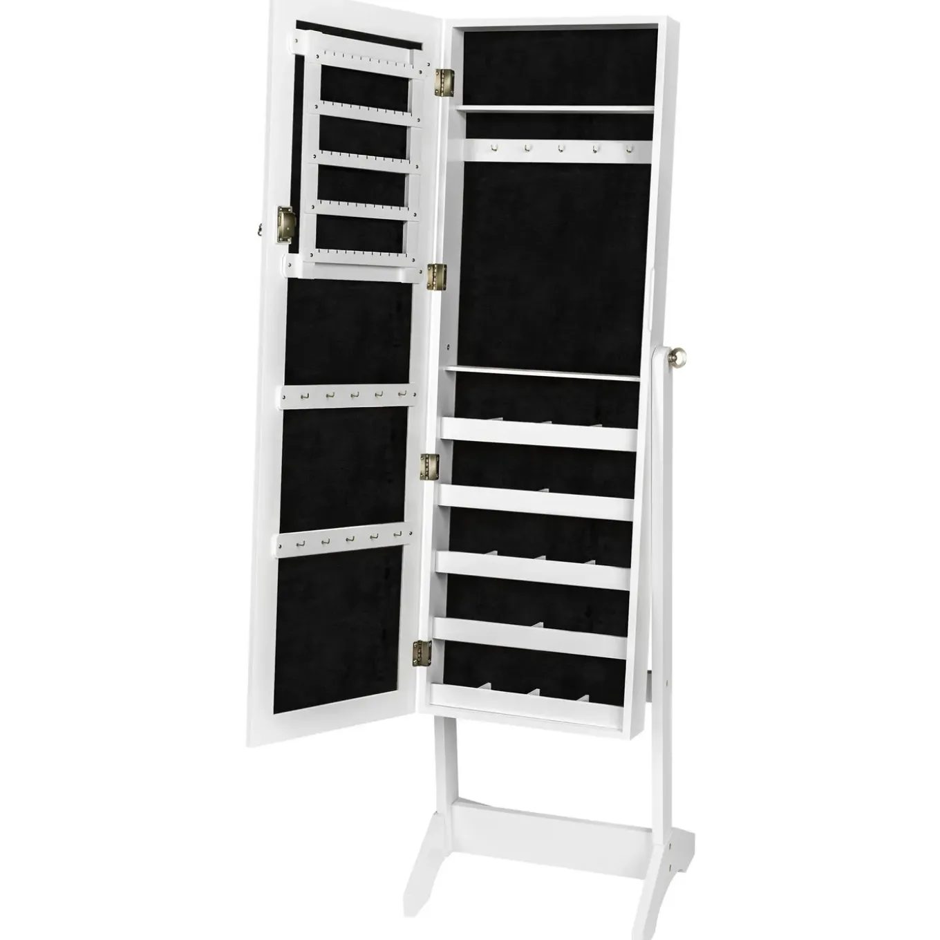 Tectake Sieradenkast Met Spiegel, Rechtopstaand, , Wit
