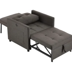 Tectake - Slaapstoel 3-in-1 6-voudig Verstelbare Rug Donkergrijs 82 X 80 X 86 Cm