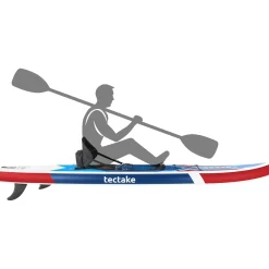 Tectake - Stand-up-paddleboard - Opblaasbaar - Kajakzitting - Tot 200 Kg - Rood En Blauw