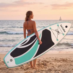 Tectake - Stand-up-paddleboard - Opblaasbaar - Tot 200 Kg - Antislip - Wit Turkoois