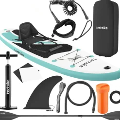 Tectake - Stand-up-paddleboard - Opblaasbaar - Tot 200 Kg - Antislip - Wit Turkoois