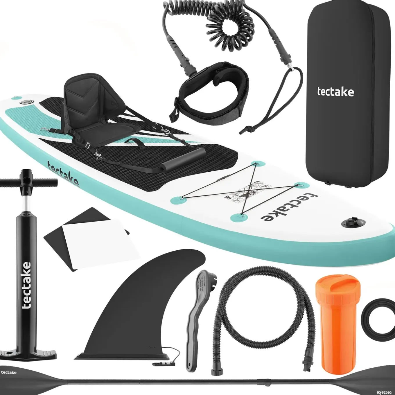 Tectake - Stand-up-paddleboard - Opblaasbaar - Tot 200 Kg - Antislip - Wit Turkoois